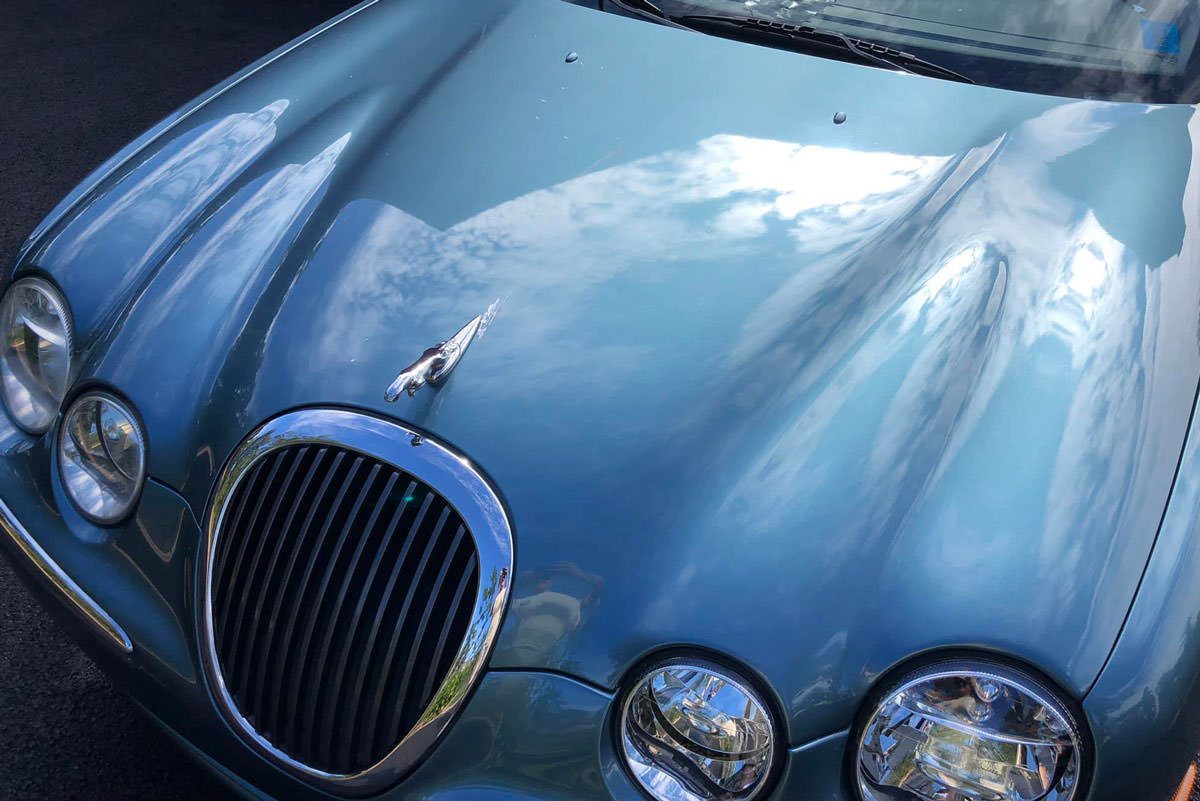 blue Jaguar S-type, beautifully polished