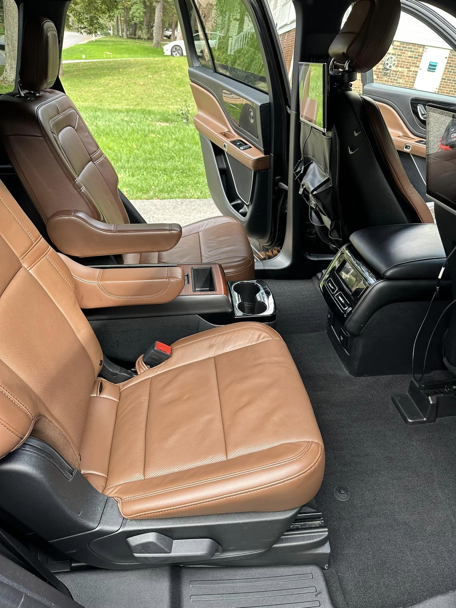 a cloth and leather interior after a full interior detailing