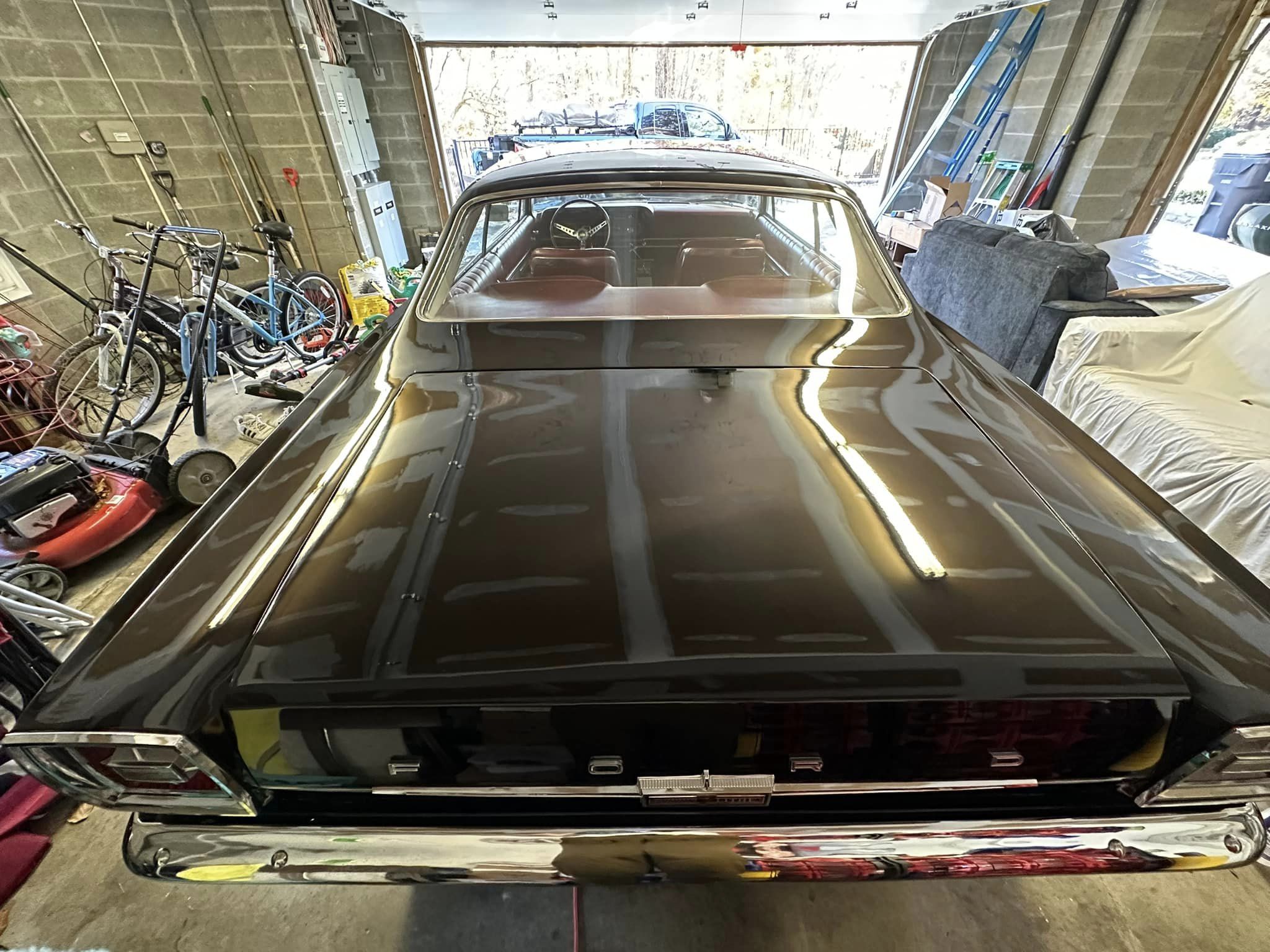 A black 66 Ford Galaxie, shot of trunk