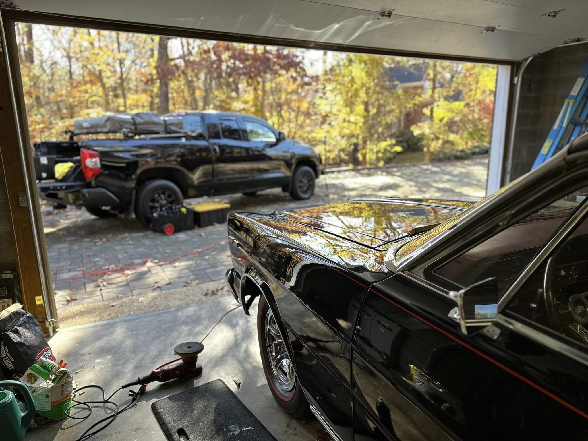 A black 66 Ford Galaxie, shot of front quarter panel