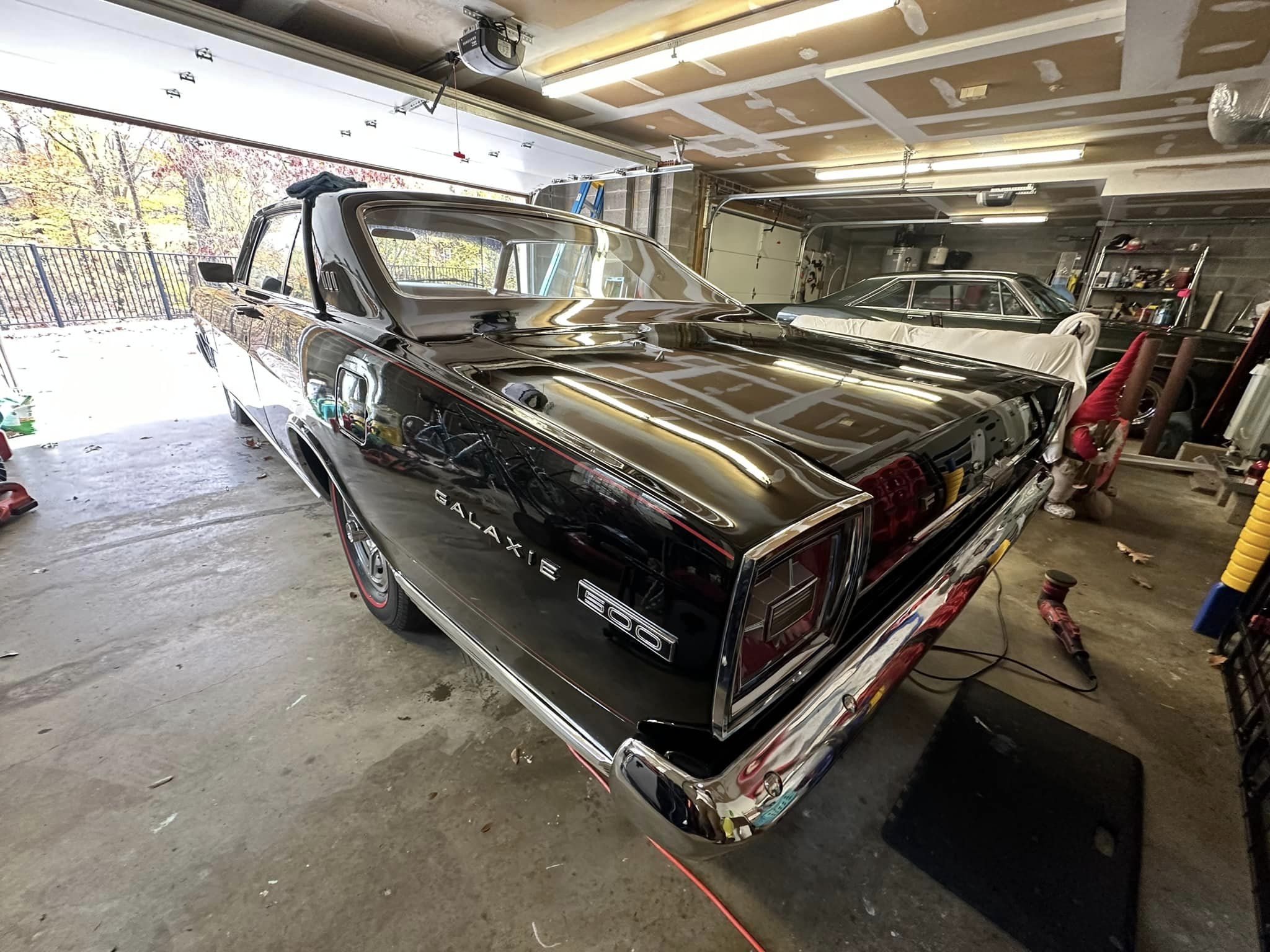 A black 66 Ford Galaxie, shot of rear exterior