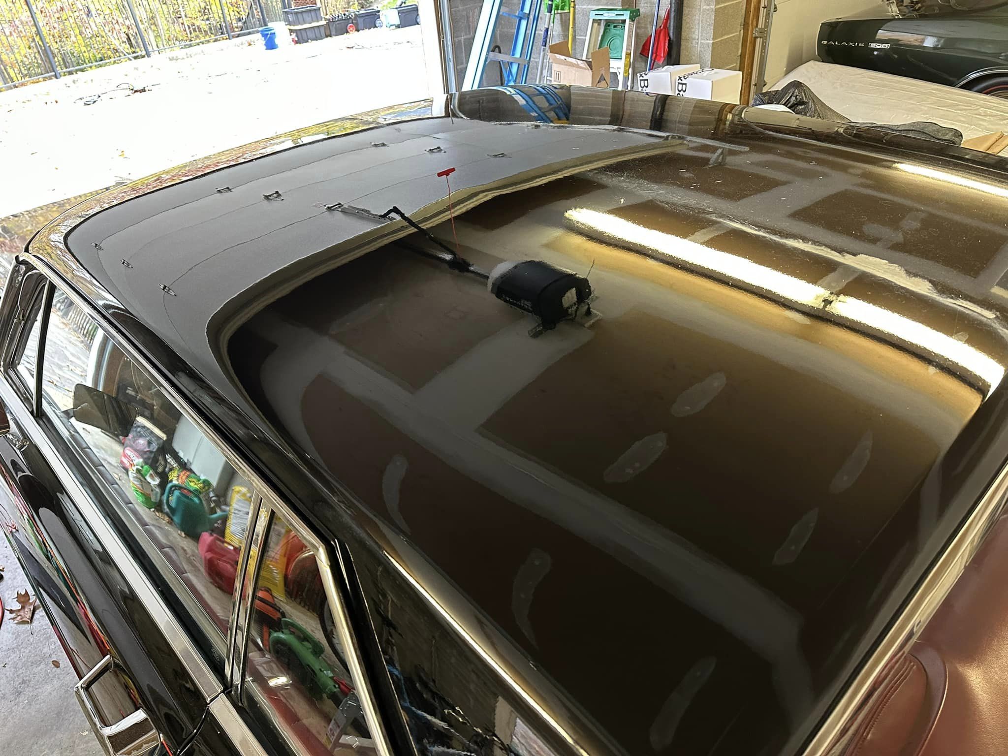 A black 66 Ford Galaxie, shot of roof