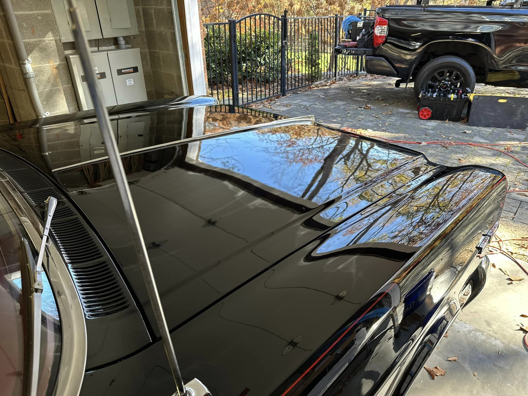 A black 66 Ford Galaxie, shot of hood