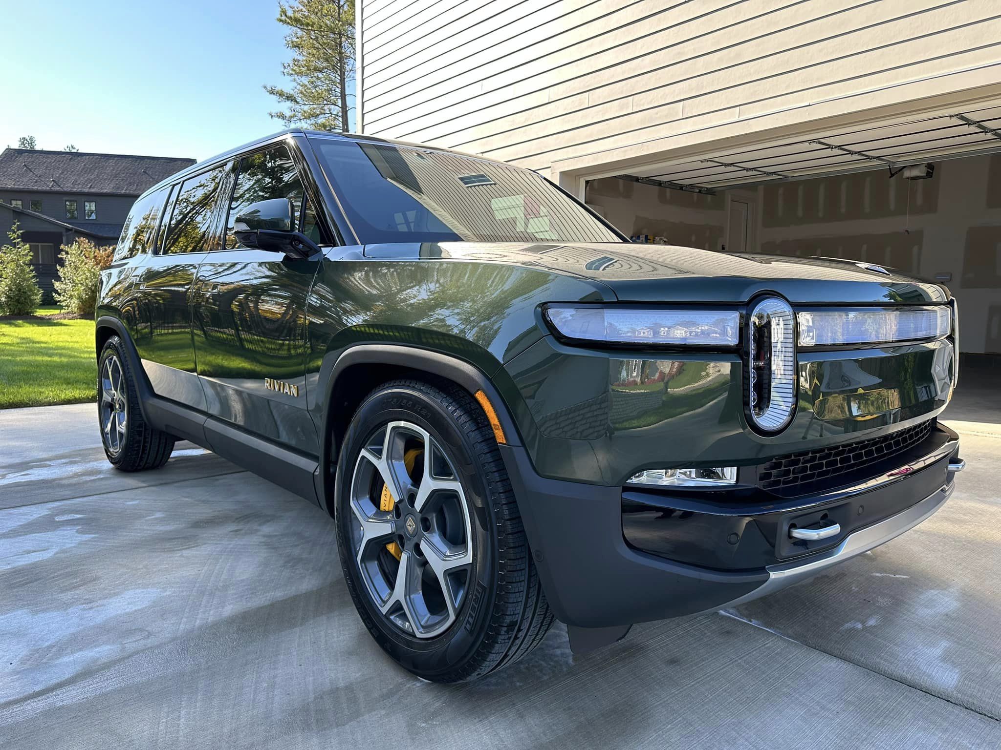 A detailed green Rivian