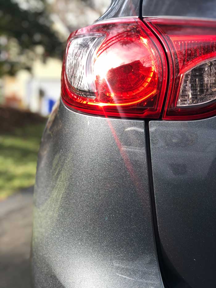 closeup of Mazda tailight